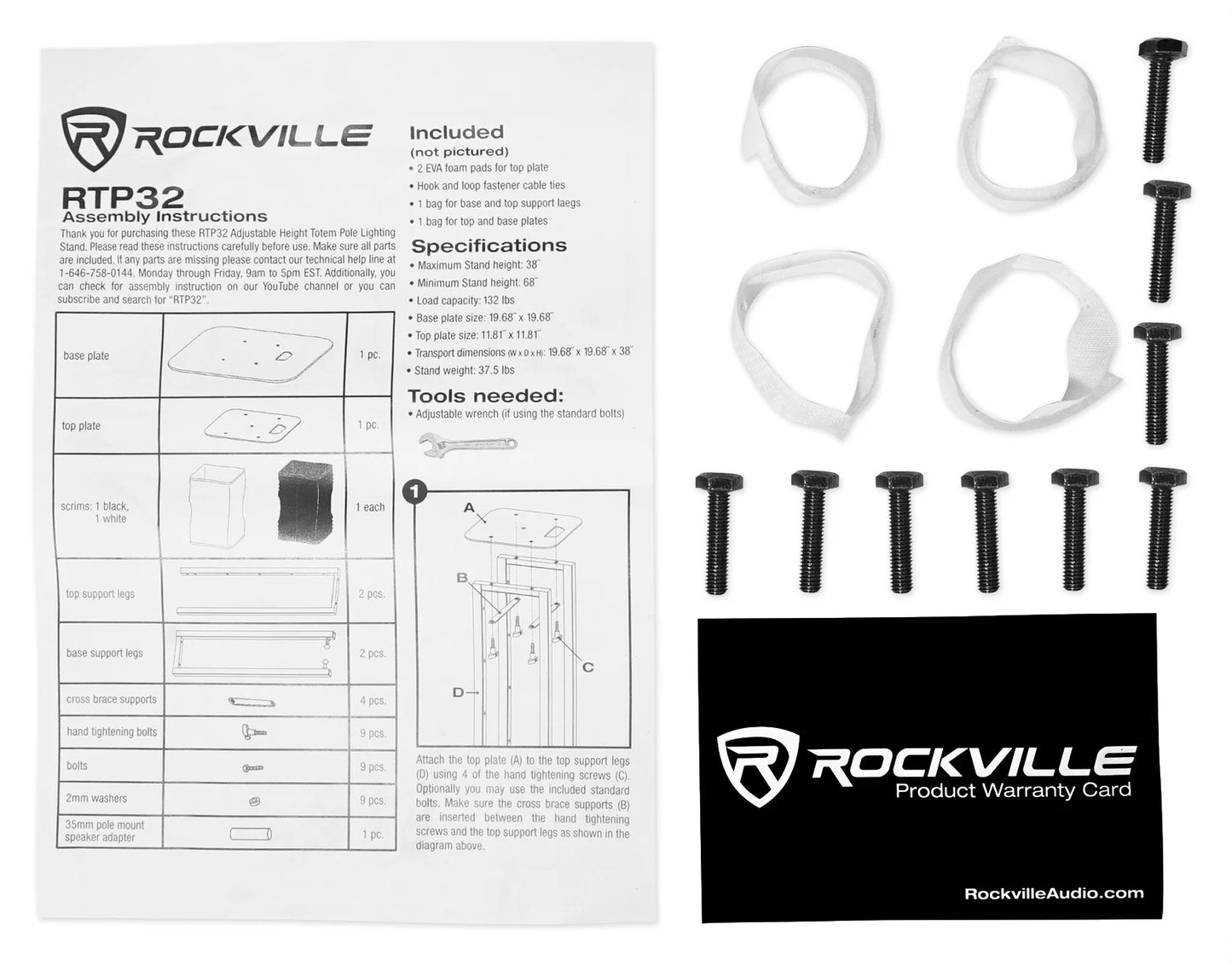 (2) Rockville RPG10BT 10" Powered 600 Watt DJ Speakers w/Bluetooth+Totem Stands