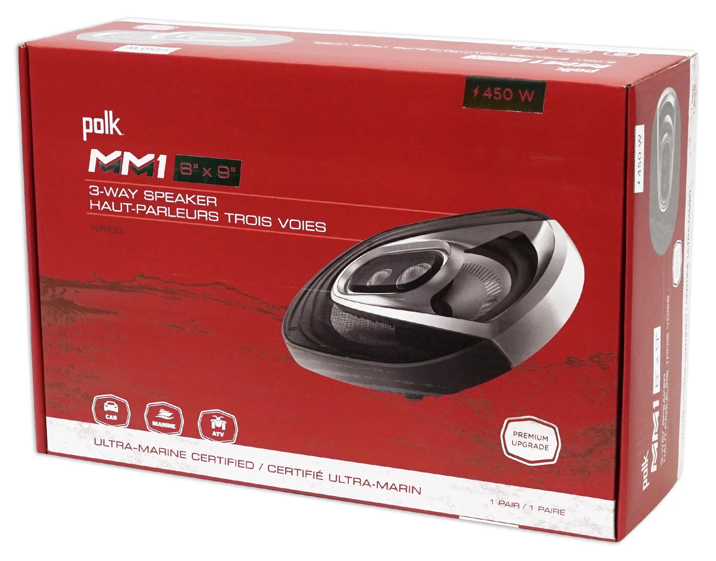 (2) Polk Audio MM692 6x9” 900w 3-Way Vehicle Audio/Marine Speakers+2-Ch Amp+Wire Kit